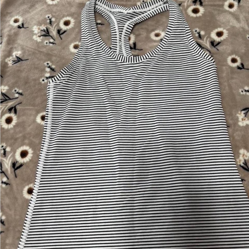 lululemon athletica Black and White Striped Tank Top